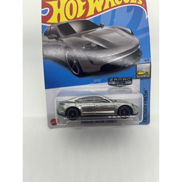 Hot Wheels Zamac 2023 Porsche Taycan Turbo S Silver Car 1/64 Kids Toy NEW - Picture 2 of 6